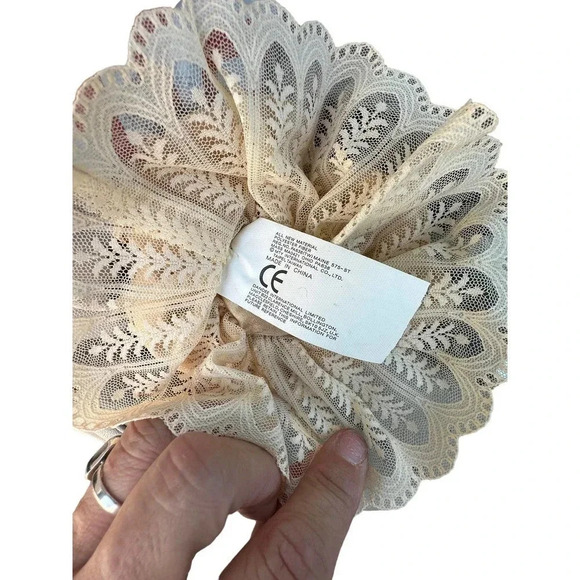 Vintage Dandee Victorian Porcelain Head Doll Cream Christmas Ornament Brown Hair - Picture 2 of 6